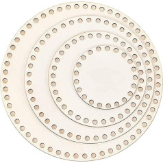 hifrom 4 Sizes Natural Wood Basket Base Wooden Floor for Crocheting Round Blank Crochet Basket Circle Selfmade Basket Base for DIY Basket Weaving Craft Making Home Decoration, Smoky, 10/15/20/25 cm