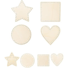LWLWA Basket Base for Crochet, Pack of 8, Bag Base for Crochet, Basket Weaving Set, Selfmade Basket Base, Square Heart Star Round Basket Base with Hole, for Crochet, Bag Making, Home Decoration, DIY