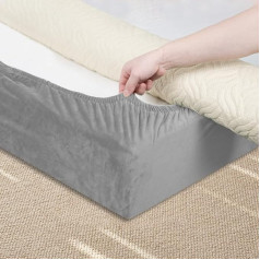 DUJUIKE Bed Frame Cover, Bed Valance, Velvet Stretch Fabric, Fully Elastic Band, Bed Skirt Replacement, Decorative Protect Your Bed Frame. Suitable for Bedroom (Silver Gray,Queen Bed Width:150-160cm)