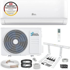 Kältebringer Split Air Conditioner 9000 BTU (2.6 kW) Inverter Air Conditioner with Heating Function, WiFi and App up to 45 m² Very Quiet Set: 5 m Copper Cable, Refrigerant R32, Mounting Material
