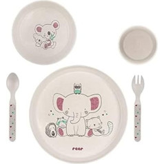 reer Growing LovelyFriends Children's Tableware Set, Sustainable Without Harmful Substances, Melamine-Free, Animal Motif