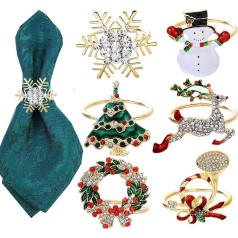 Christmas Napkin Rings Set of 6 Gold Metal Napkin Rings Holder for Holiday Christmas Dining Table Decoration Party Decoration