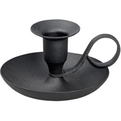 NKlaus 10892 Hand Candlestick Classic Iron Black Candle Holder Height 5 cm for Candles Diameter 2 cm Candle Holder