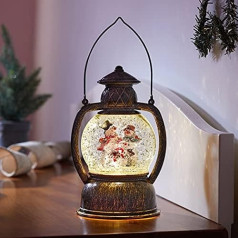 Marco Paul Christmas Lantern with Frost Snow Swirl Christmas Decoration Warm White Light Indoor Snow Globe Lighted Ornament Home Decoration