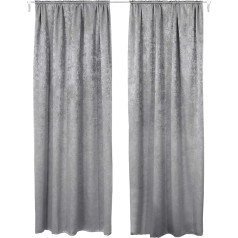 Woltu 341, Set of 2 Curtains Opaque Blackout Curtain Thermal Curtain with Ruffle Tape Heavy Blackout Curtain Damask Crush Effect