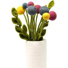 Gry & SIF künstlicher Blumenstrauß aus Filz, dekorative Blumen-Arrangements, Frühlingsstrauß, Wohnzimmer-Deko, Handmade, Fairtrade | 1x Filz-Blumenstrauß Josi, 14-teilig