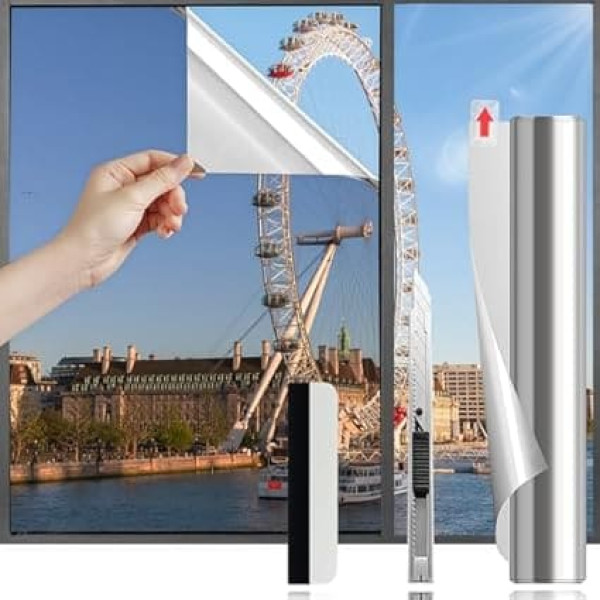 Opaque Window Film, 44.5 x 400 cm, Mirror Film, Self-Adhesive, No Adhesive, Window Film, Privacy Film, Window Privacy Film, One Side Opaque, Privacy Screen for Offices