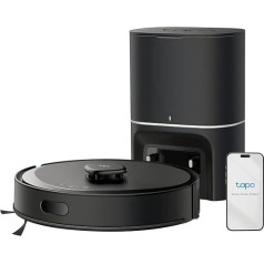 Tapo RV30 Max Plus Robot Vacuum Cleaner with Wiping Function and Automatic Suction Station, 5300Pa Ultra Strong Suction Power, LiDAR + IMU Dual Navigation, Alexa & Google Assistant Voice Control, App