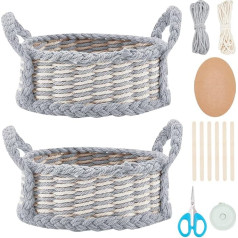 FREEBLOSS Set of 2 Basket Making Kit Macrame Cord Basket Weaving Crafts Storage Baskets Basket Organizer Handmade Weaving Set for Adults