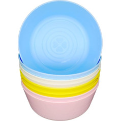Bloomsworld 8 Children's Plastic Bowls Set for Toddlers, Reusable, BPA-Free, Picnic, Party and Camping Tableware for Boys and Girls - Pastel