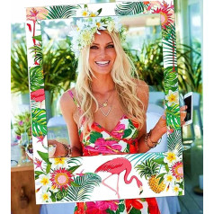 JeVenis Luau Photo Booth Props Frame Party Supplies Hawaiian Tropical Tiki Birthday Baby Shower Bridal Shower Wedding Decorations Pack of 13