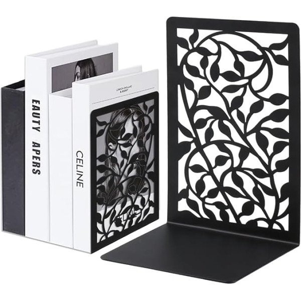 1 Pair Bookends, Decorative Bookends for Shelves, Metal Bookends for Shelves, Quirky Tree Black Book Separators, Heavy Duty Book Stopper, Holder, Support Non-Slip for Home