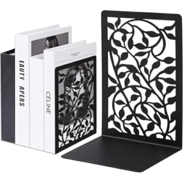 1 Pair Bookends, Decorative Bookends for Shelves, Metal Bookends for Shelves, Quirky Tree Black Book Separators, Heavy Duty Book Stopper, Holder, Support Non-Slip for Home