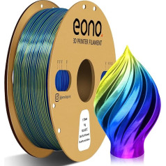 EONO Silk Tri-Colour PLA Filament 1.75 mm for 3D Printer Coextrusions PLA Filament 1 kg (2.2 lbs) Multicoloured PLA 3D Printer Filament, Silk PLA Blue/Purple/Yellow