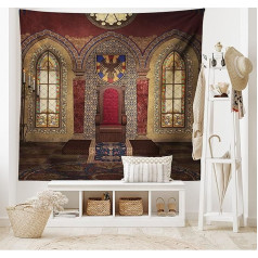 ABAKUHAUS Gothic Tapestry, Medieval Castle Throne, Living Room Bedroom Home Silky Satin Tapestry, 200 x 150 cm, Brown Ruby