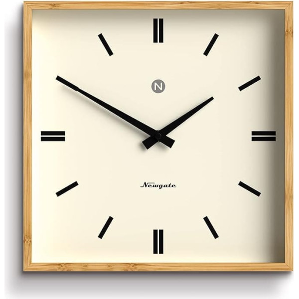 NEWGATE® Fiji Bamboo Wall Clock - Medium Wall Clocks - Square Clock - Kitchen Clock - Modern Wall Clock - Clocks for Living Room - Office Clock - Scandi Style - Moped Dial