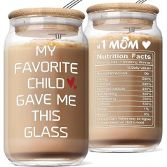 Gifts for Mom from Daughter Son My Favorite Child Gave Me This Glass Funny Mother's Day Birthday Christmas Gift Ideas for Mother in Law 16oz Can Jar