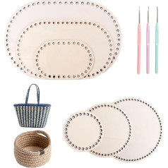 NICKLIN 9 Pieces Natural Wood Basket Set Crochet Oval Flat Round Blank Crochet Basket Log Basket for DIY Christmas Basket Weaving Crochet Accessories 10/15/20/30cm