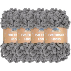 JubileeYarn Fun Polyester Finger Loop Yarn Jumbo Weight Grey - per 100g ball - 4 skeins