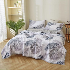 CSARPECT Summer Cooler Quilt, Lightweight & Soft Thin Travel Blanket, Washable Microfibre Breathable Sleep Cooling Reversible Design Duvet (Summer Leaf, 150 x 200 cm)
