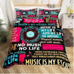 Music Notes Single Bed with Duvet Cover and 1 Pillowcase for Kids Adults Music Disc Classic 2 Pieces