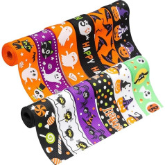 HOWAF 12 Rolls Halloween Grosgrain Ribbons Decorative Ribbon Halloween Gift Ribbon Grosgrain Ribbon Fabric Ribbon for DIY, Halloween Decoration, Halloween Gift Wrapping, 11 m, 25 mm