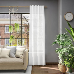 Neutex for you! Libre Eco 481611 Curtain with Multifunctional Tape, Curtain Tape, Semi-Transparent, 245 x 142 cm (H x W), Made in Europe, Oeko-Tex Standard 100, Wool White