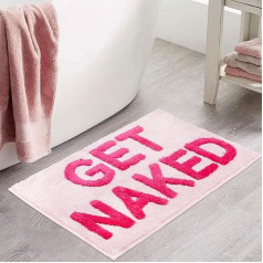 Get Naked Bathroom Rug, Pink Non-Slip Bath Mat, Cute Tufted Bath Mat, Washable Microfiber Bath Mats for Indoor Bathroom, Living Room, Quick Drying