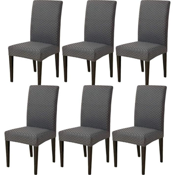 TOPCHANCES Chair Covers, Stretch Chair Covers Removable High Back Washable Dining Room Cover for Dining Room Kitchen Wedding Banquet Party Decoration (Dark Grey, 6 Pieces)