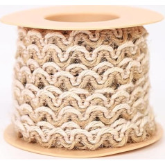 CABODYALS 5 mm Zigzag Hessian Ribbon Jute Ribbon with Wire Rustic Lace Fabric Braided Fabric Boho Zigzag Waves Sewing Tapes with Wire and Spool for Sewing Making Embellishments Christmas
