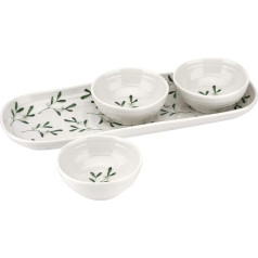 Portmeirion CPXT78856-XG Sophie Conran Garland Set of 3 Bowls and Tray (Cupid, Mistletoe) Ceramic