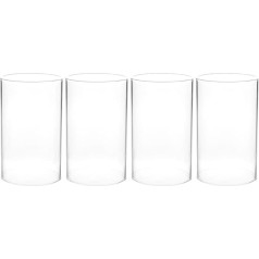 HOMSFOU Glass Cylinder for Candles 4 Pieces Tea Light Candle Holder Windproof Cup Dome for Tea Light 8 x 10 cm