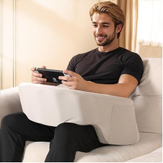Reading Pillow for Gaming, Arm Rest Pillow for Adult, Memory Foam Bed Rest Pillow for Reading, Working, Playing Steam Deck Switch or Sitting in Bed Floor Sofa, Grey