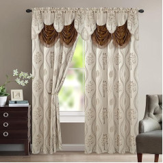 Elegant Comfort Luxurious Beautiful Curtain Panel Set with Attached Valance and Backing 54