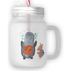 Mr. & Mrs. Panda Personalised Drinking Glass Mason Jar Owl Feather Jewellery - Personalised Gifts, Life is an Adventure, Forest Animals,