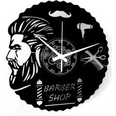 Vinyl Wall Clock Vintage Record Design Handmade Decor Hairdresser Modern Design Barber Shop Beard Hairdressing Salon