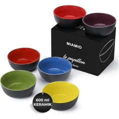 MIAMIO - Cereal Bowls Set 6 x 600 ml - Fruit Bowls, Salad Bowls, Soup Bowls, Large Bowl Set - Le Papillon Collection