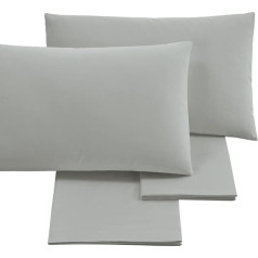 Made in Italy - Exclusive 4 Piece Cotton Bedding Set for Double Bed, 1 Top + 1 Fitted Sheet + 2 Pillowcases 50 x 80 cm (Double, Pearls)