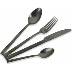Villa d'Este Home Tivoli 2197796 Lexington Flatware Set 24 Piece Matt Black Steel