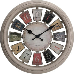 NUOVO Living Room Large Wall Clock, Retro White Wall Clock, Indoor and Outdoor Quiet and Non-Ticking Coloured Arabic Numeral Wall Clock, Bedroom and Kitchen Clock (14 Inches)