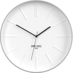Space Hotel London® Sci Fi Sid Silent Wall Clock - Modern Minimalist 3D Marker Dial with Technical Colour Palette Housing - 35 cm (Light Grey)