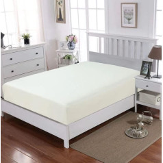 Egyptian Cotton Extra Deep Fitted Sheet 200 Thread Count 30cm Luxury Hotel Quality Non Iron Single Double King Super King (Cream, Double)