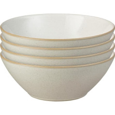 Denby - Impression Cream Cereal Bowls, Set of 4, Dishwasher Safe, Microwave-Safe, Ceramic Stoneware Tableware, Soup Bowls