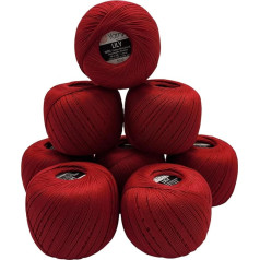 YarnArt Lily 8 x 50 g Yarn 100% Mercerised Cotton, 400 g Crochet Yarn Plain (Red 5020)