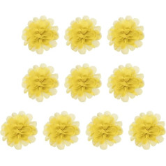 PATIKIL 10 Pieces 2.8 Inch Chiffon Flowers Mesh Fabric Flowers Sewing Fabric Ornaments Headband Embellishments for DIY Crafts Wedding Decor Yellow