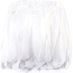 Raibertin 2 Yards Duck Goose Feather Border Craft White Goose Feather Ribbon Decoration Clothing Sewing Costume Lampshade Lamp Accessories Wedding Wall Hanging (White)