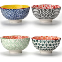 TuYines Cereal Bowls, Set of 4, Ceramic Bowls, Porcelain Dessert Bowls, Soup Bowls, 12cm Serving Bowls, Breakfast Bowls, Small Bowls for Ice Cream, Rice, Soup, Dessert, Microwave and