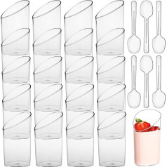 YancLife Pack of 50 Dessert Cups with 50 Spoons, 80 ml Dessert Bowls Set, DIY Dessert Bowls, Reusable Dessert Cup for Mousse Pudding Ice Cream Food Dessert Party Buffets Picnic