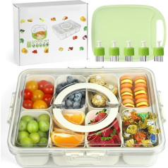 Kids Serving Tray with Lid and Handle, Snack Bowl, Serving Platter with 8 Bowls, Portable Snack Plates, Organizer for Fruits, Vegetables, Nuts, Spices, Snacks, Party, Travel and Picnics