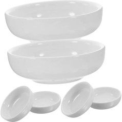 Alipis 6 Pieces White Porcelain Spoon Holder, Round Serving Plate, Condiment Plate, Fondue Plate, Soy Sauce, Sauce Plate, Straight Mouth, White Ceramic Tableware, Soy Sauce, Dipping Bowls